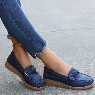 Hazel Blues® |  Weave Wedge Heeled Loafers