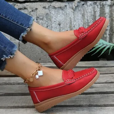Hazel Blues® |  Weave Wedge Heeled Loafers