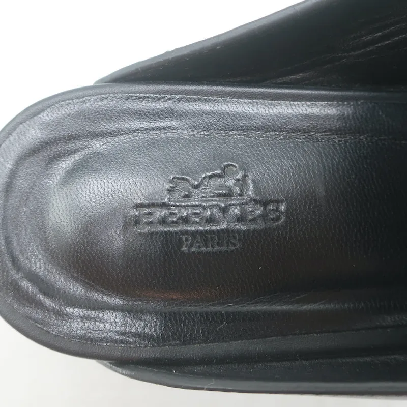 Hermes Calya Clog Mules Black Leather Size 37