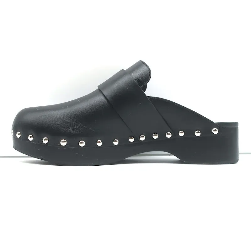 Hermes Calya Clog Mules Black Leather Size 37