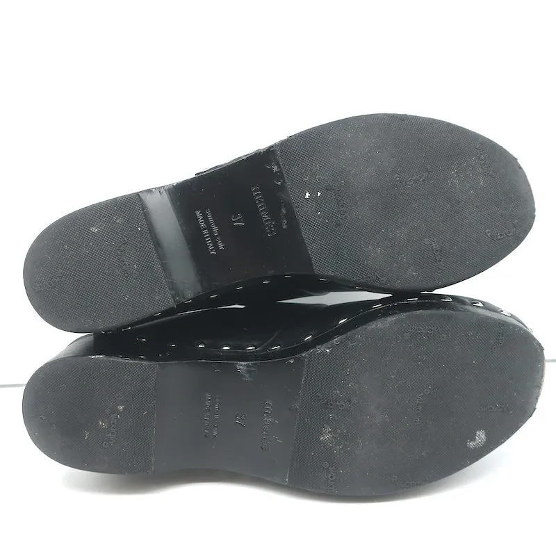 Hermes Calya Clog Mules Black Leather Size 37