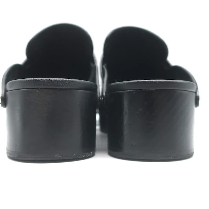 Hermes Calya Clog Mules Black Leather Size 37