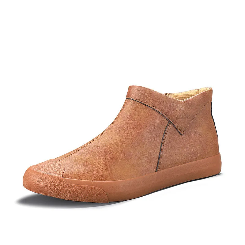 High Top Men Shoes Casual Shoes English Leather