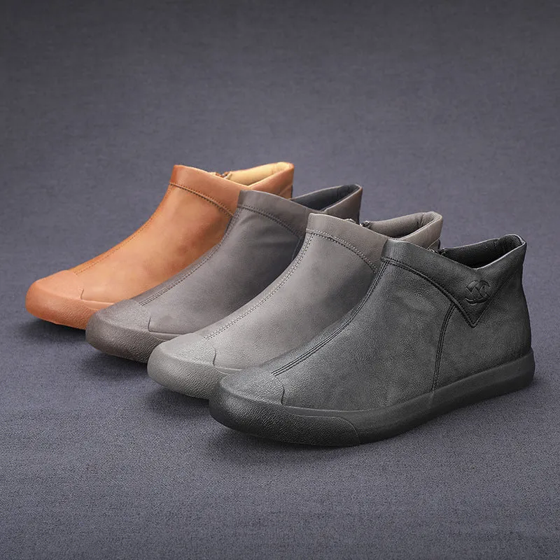 High Top Men Shoes Casual Shoes English Leather