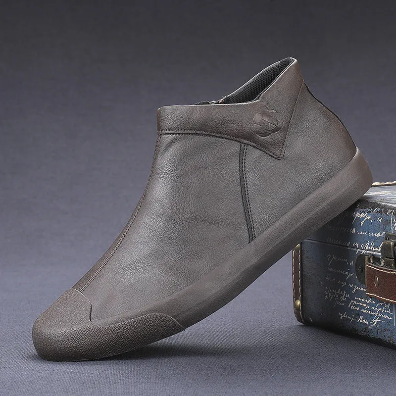 High Top Men Shoes Casual Shoes English Leather