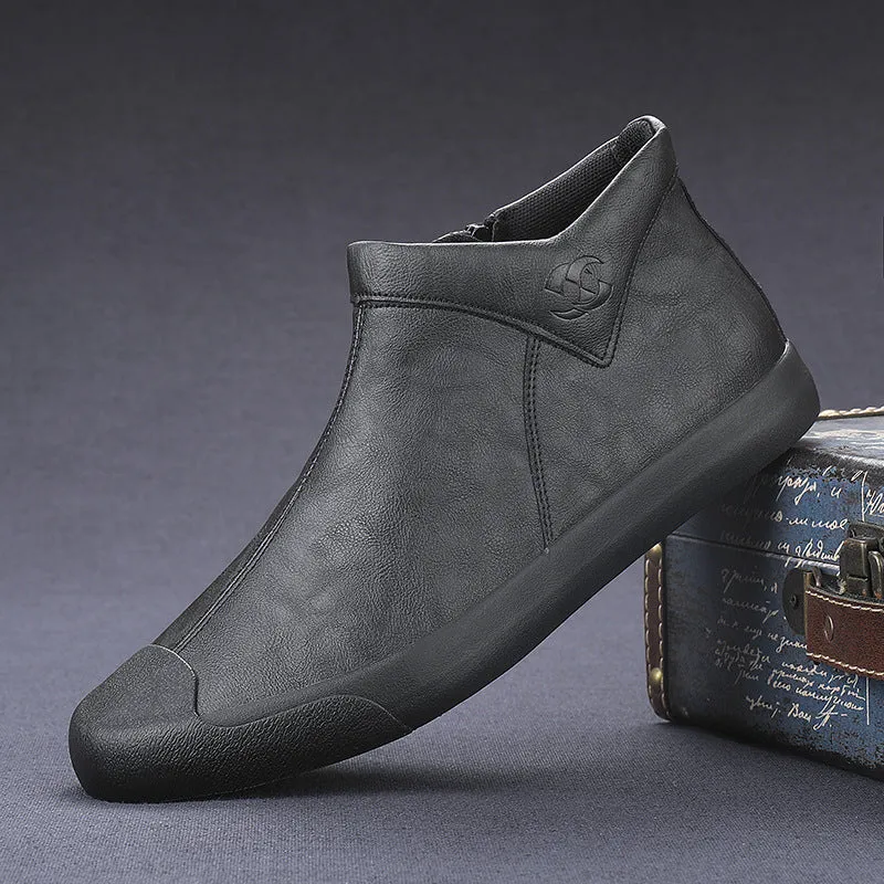 High Top Men Shoes Casual Shoes English Leather