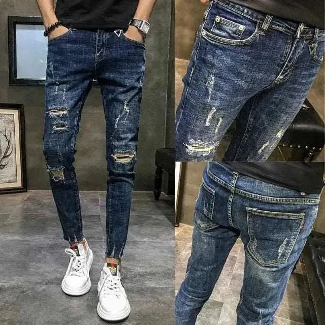 Hip hop Style Men's Ripped Hole Pants