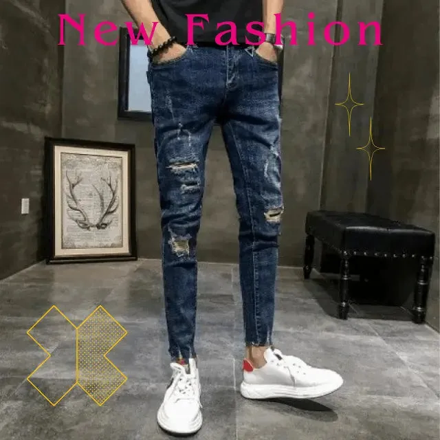 Hip hop Style Men's Ripped Hole Pants