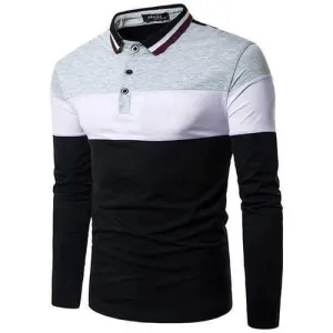 Hit Color Long Sleeve Casual Golf Shirt