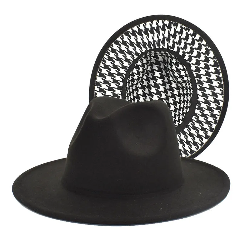 Houndstooth Print Jazz Hat