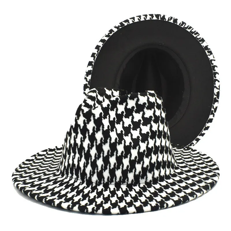 Houndstooth Print Jazz Hat