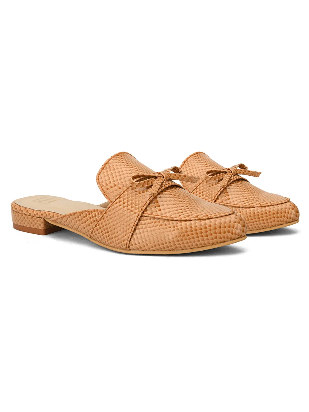 Hydes N Hues Beige Self Printed Mules