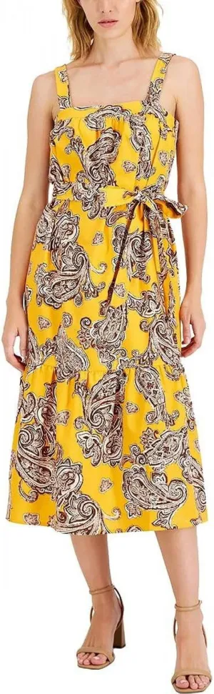 INC International Concepts Printed Midi Sundress 10840081 Zinnia Combo Yellow 10