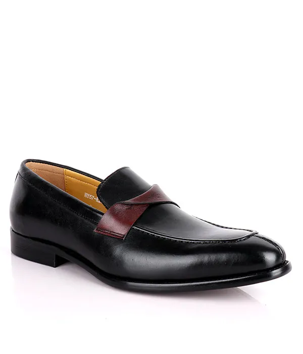 J. M Weston Simple Plain Loafers| Black Oxblood