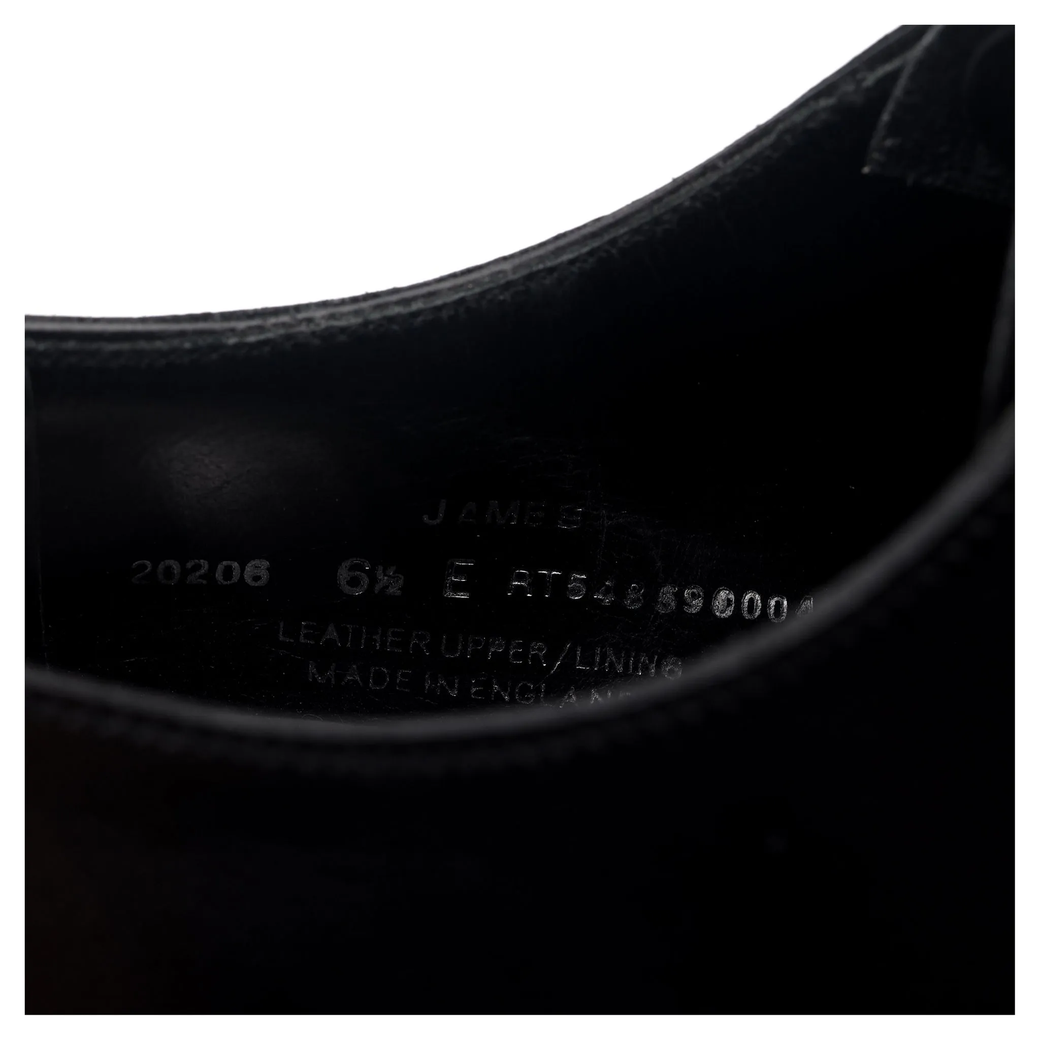 'James 007' Black Leather Wholecut Oxford UK 6.5 E