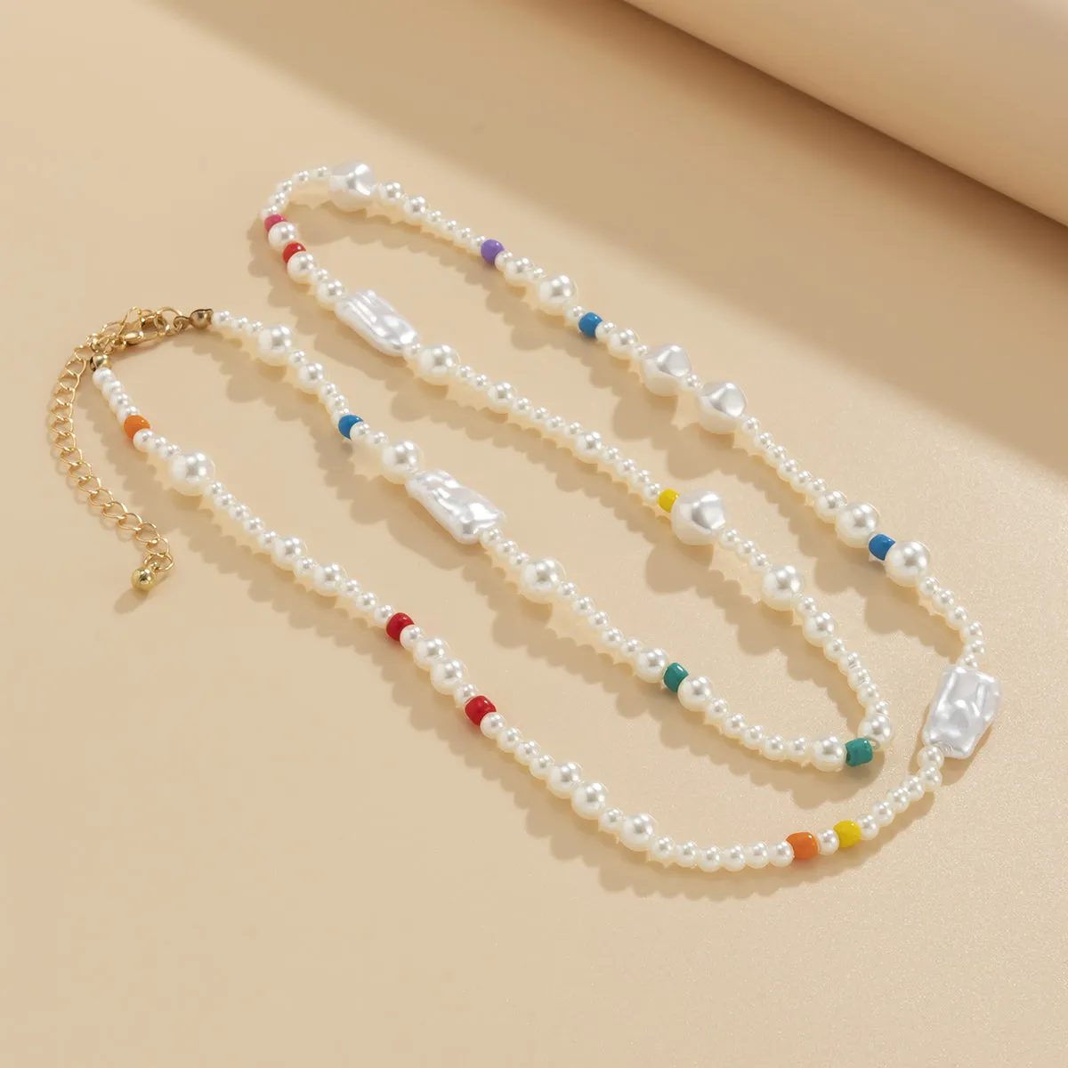 Jewel-Tone Howlite & Pearl Beaded Station Necklace