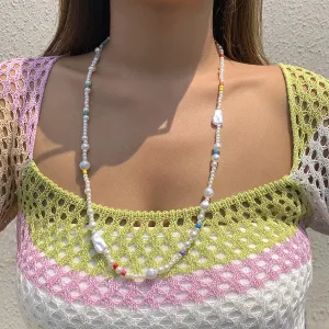 Jewel-Tone Howlite & Pearl Beaded Station Necklace