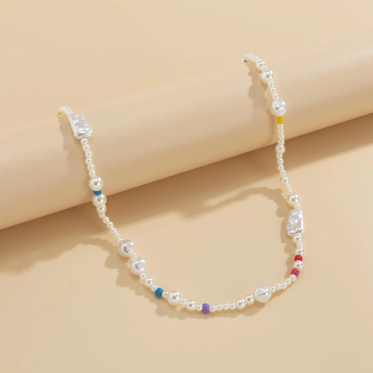 Jewel-Tone Howlite & Pearl Beaded Station Necklace