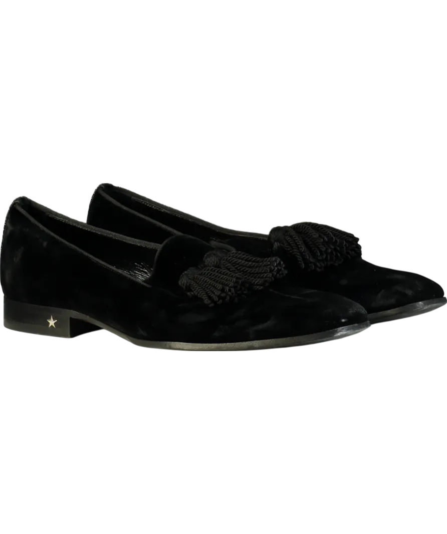 Jimmy Choo Black Foxley Velvet Slip-on Loafers With Tassel UK 8 EU 42 👞