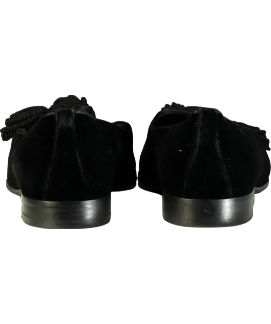 Jimmy Choo Black Foxley Velvet Slip-on Loafers With Tassel UK 8 EU 42 👞