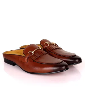 John Foster Kiltie Horsebit Leather Mule|Brown