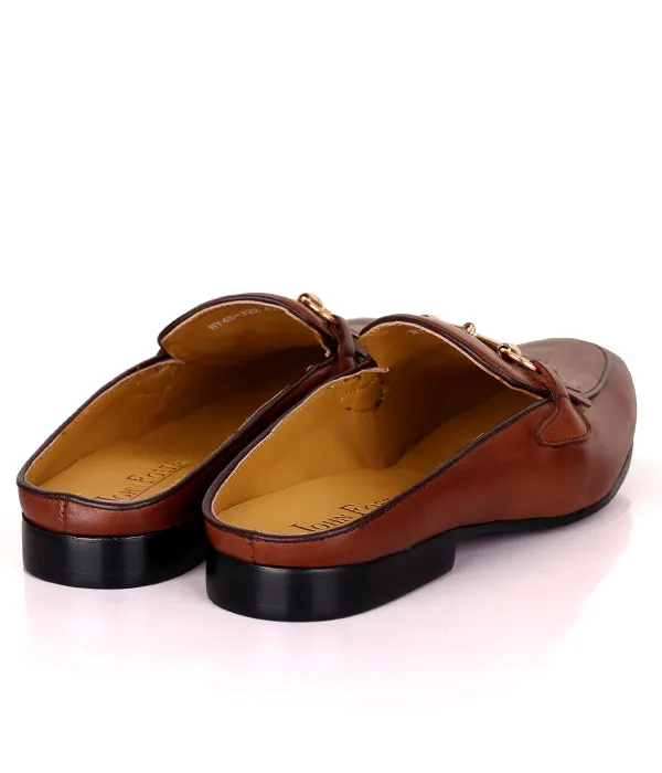 John Foster Kiltie Horsebit Leather Mule|Brown