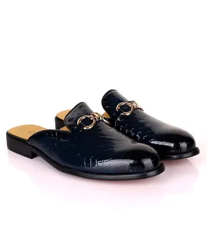 John Foster Patent Horsebit Leather Mule|Blue
