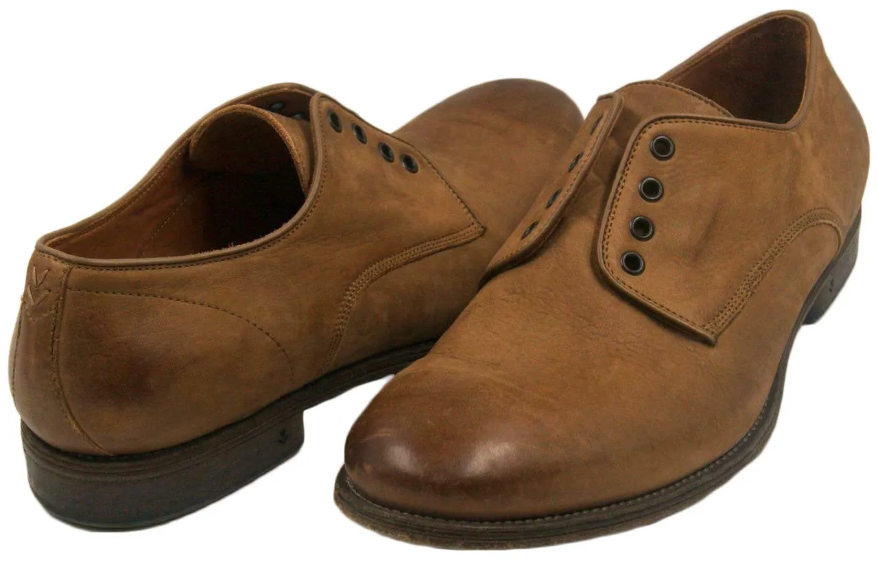 JOHN VARVATOS Men's Wood Brown Stanton Laceless Derby NWOB