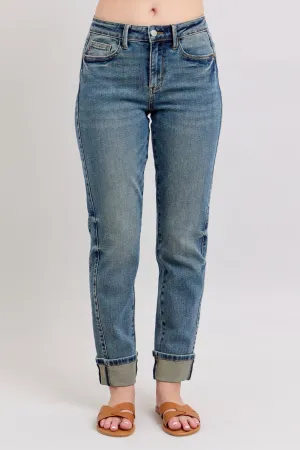 Judy Blue "Riley" Vintage Wash Cuffed Boyfriend Jean