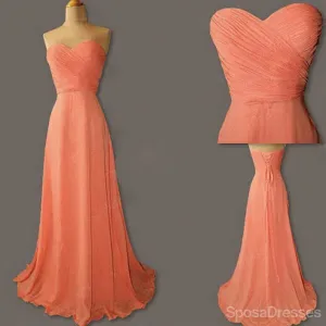 Junior Young Simple Sweet Heart Chiffon Lace Up Back Bridesmaid Dresses, WG186