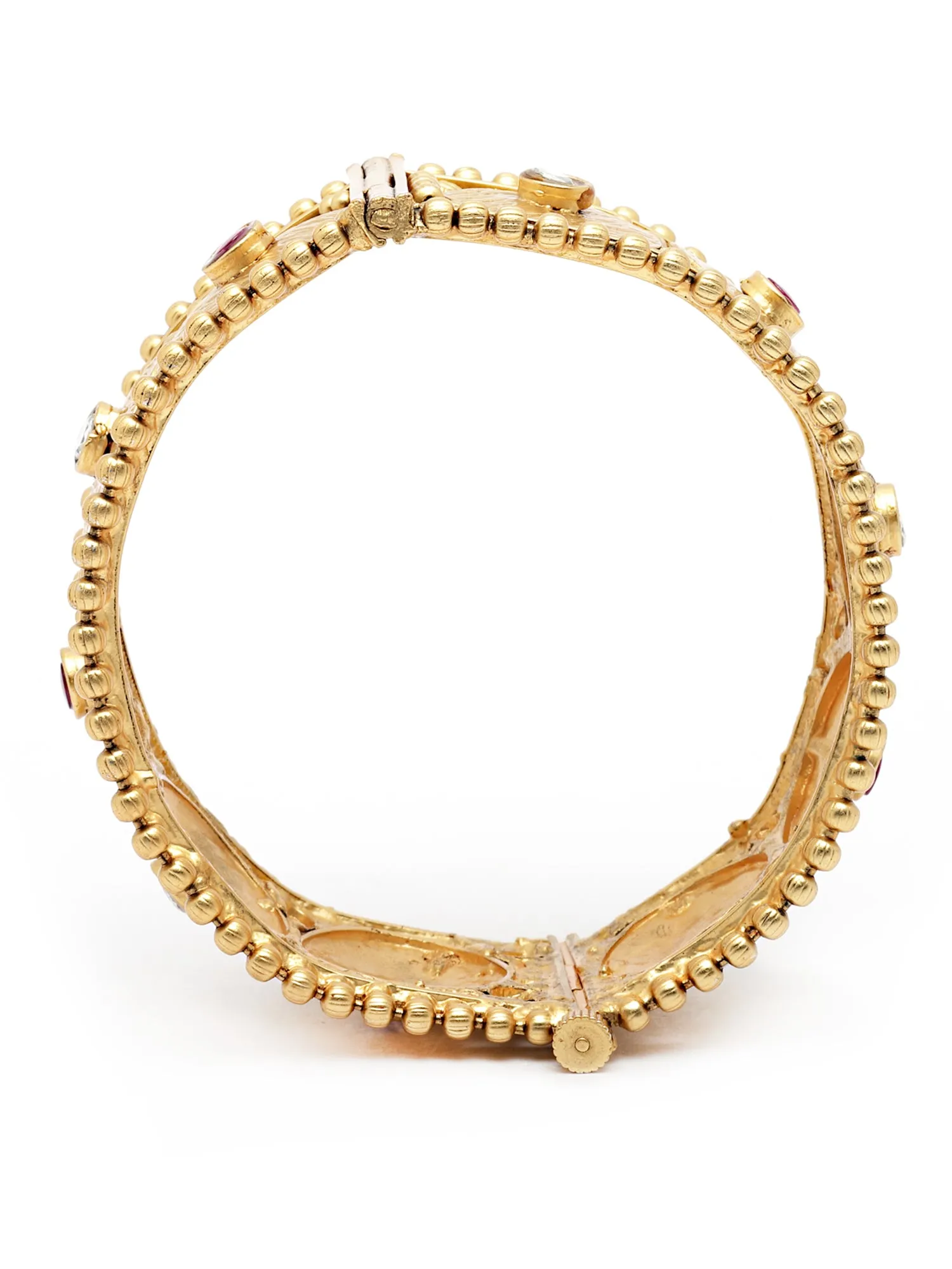 Karatcart Antique Gold Plated Rajwadi Temple Bangle Set for Women