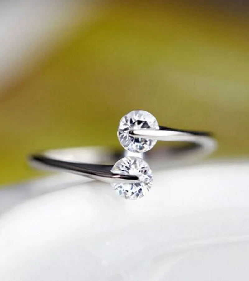 Karatcart Platinum Plated Trendy Elegant Austrian Crystal Adjustable Ring for Women