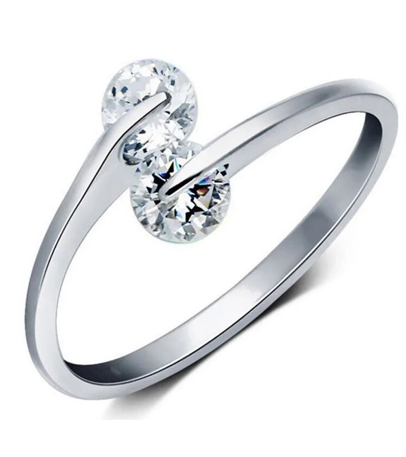 Karatcart Platinum Plated Trendy Elegant Austrian Crystal Adjustable Ring for Women