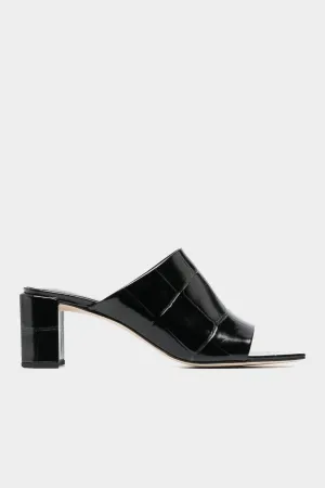 Katya Black Maxi Croco Embossed Leather