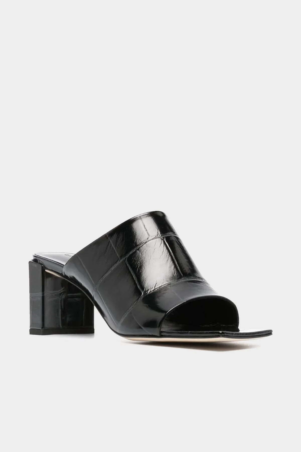 Katya Black Maxi Croco Embossed Leather