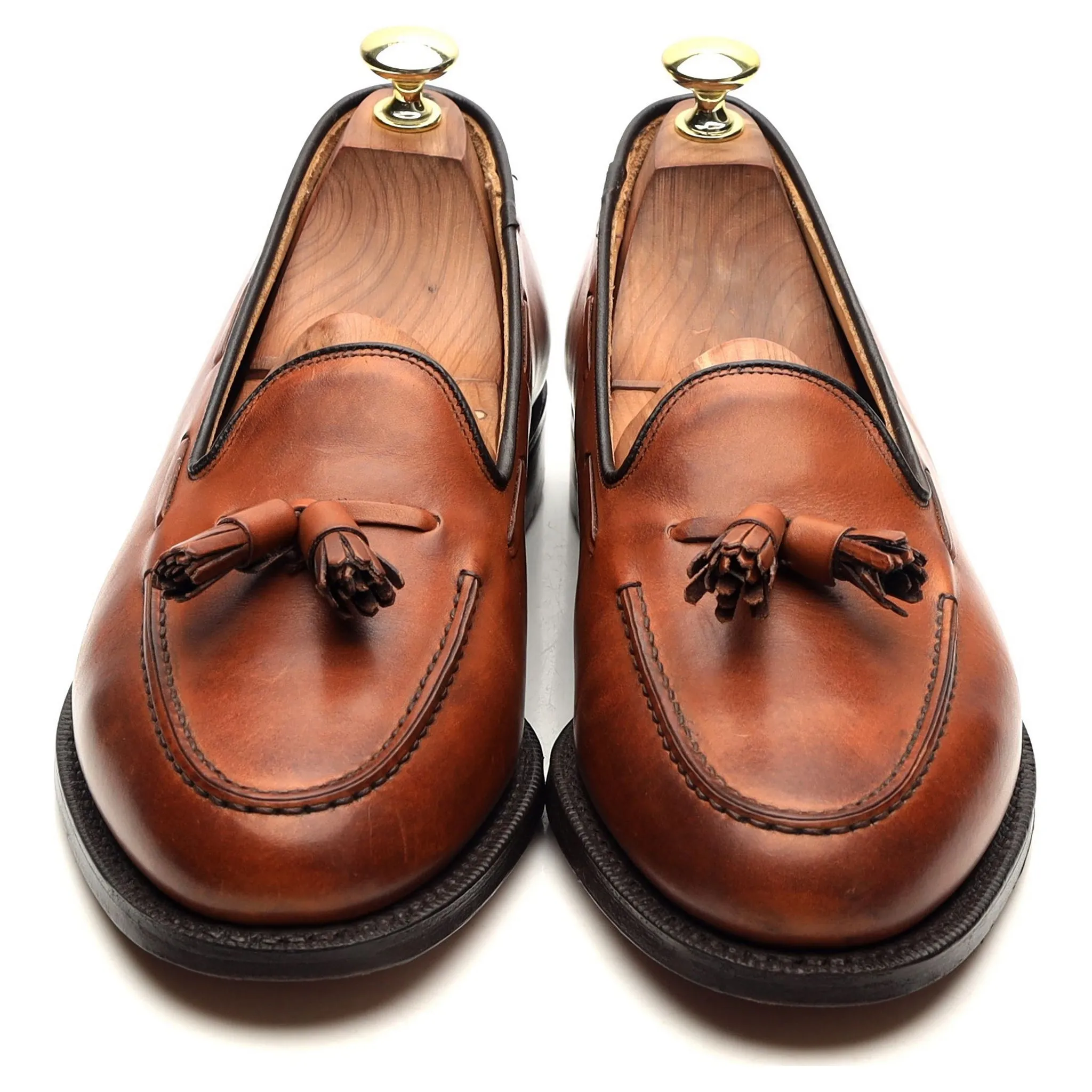 'Keats ll' Tan Brown Leather Tassel Loafers UK 7.5 F