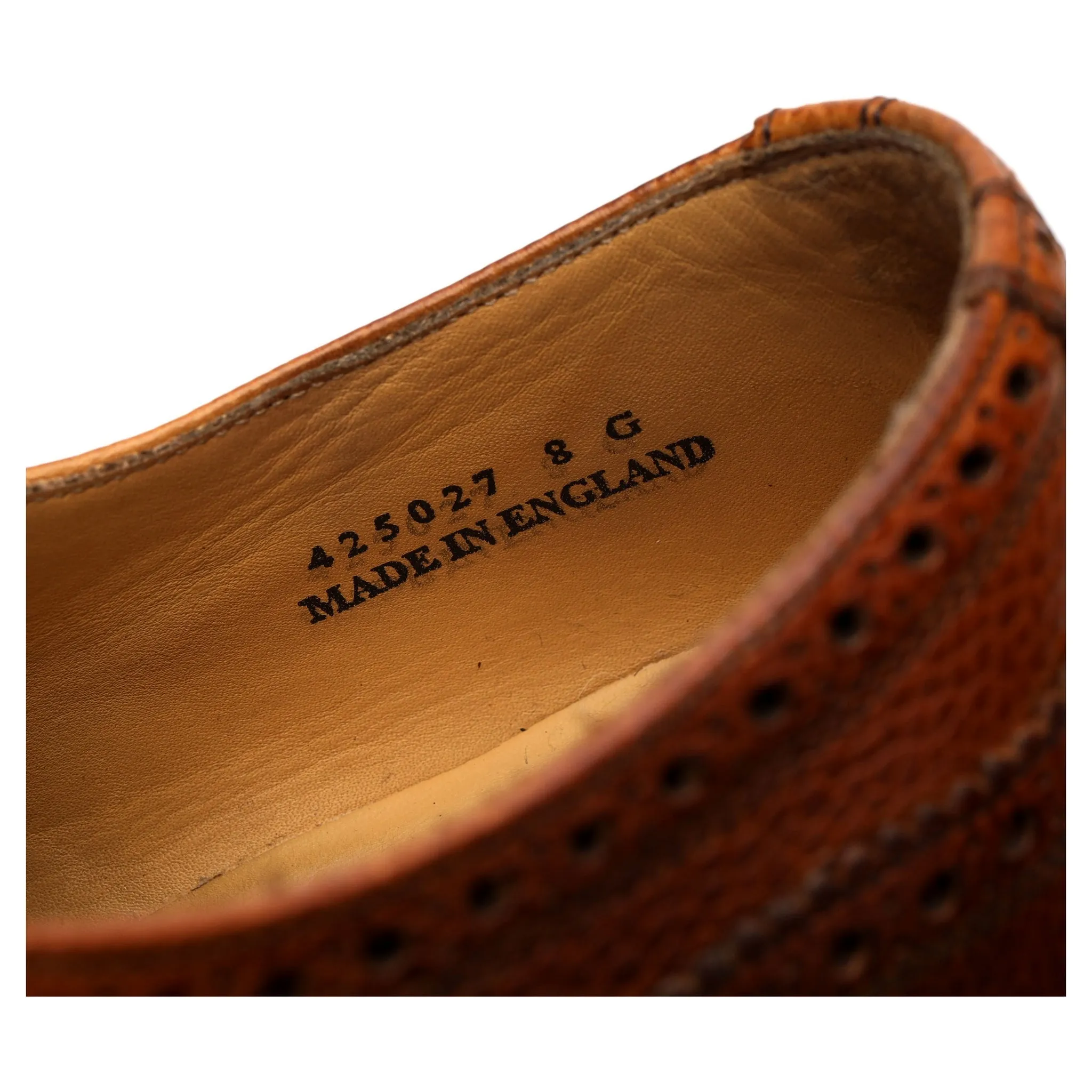 'Kelmarsh' Tan Brown Leather Derby Brogue UK 8 G