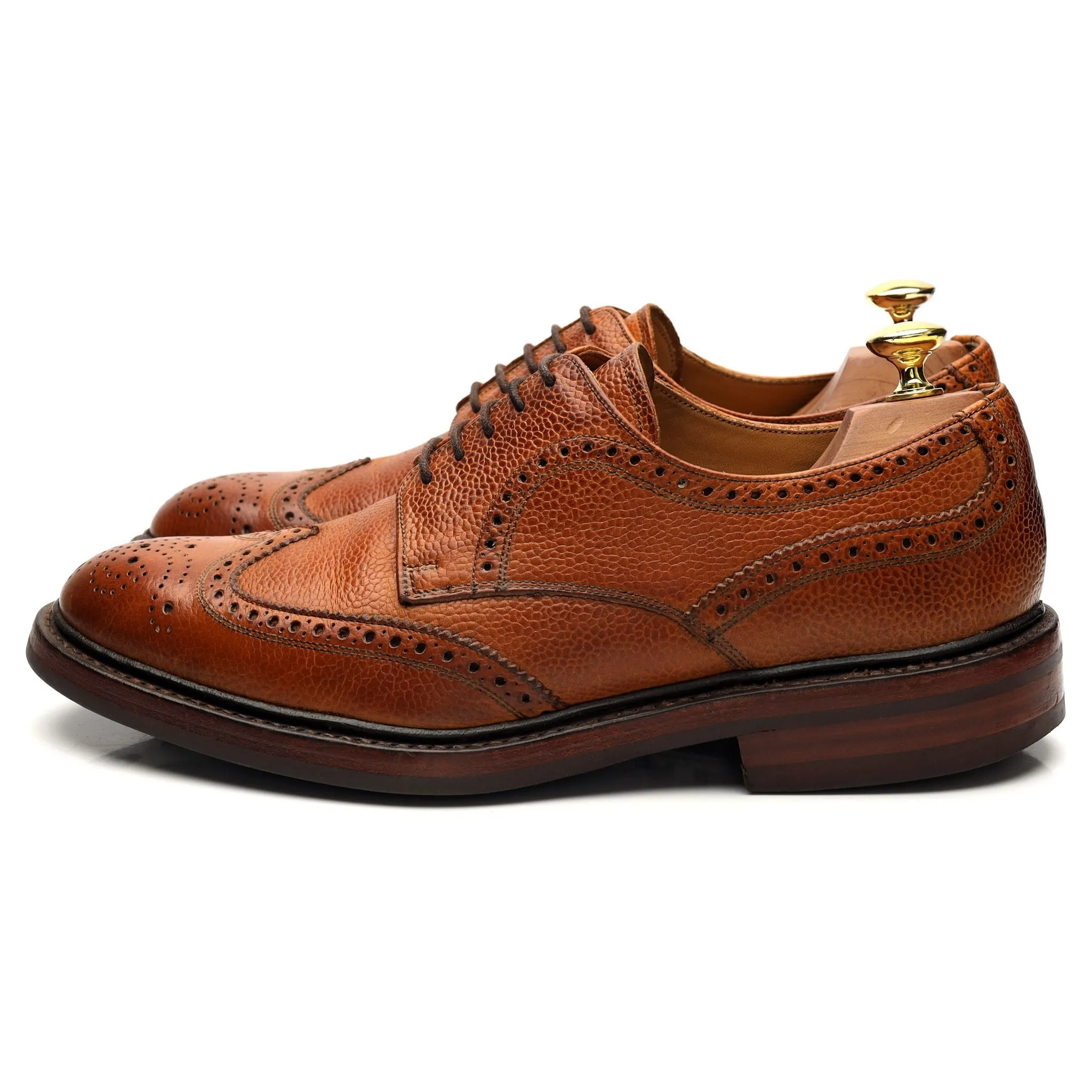 'Kelmarsh' Tan Brown Leather Derby Brogue UK 8 G