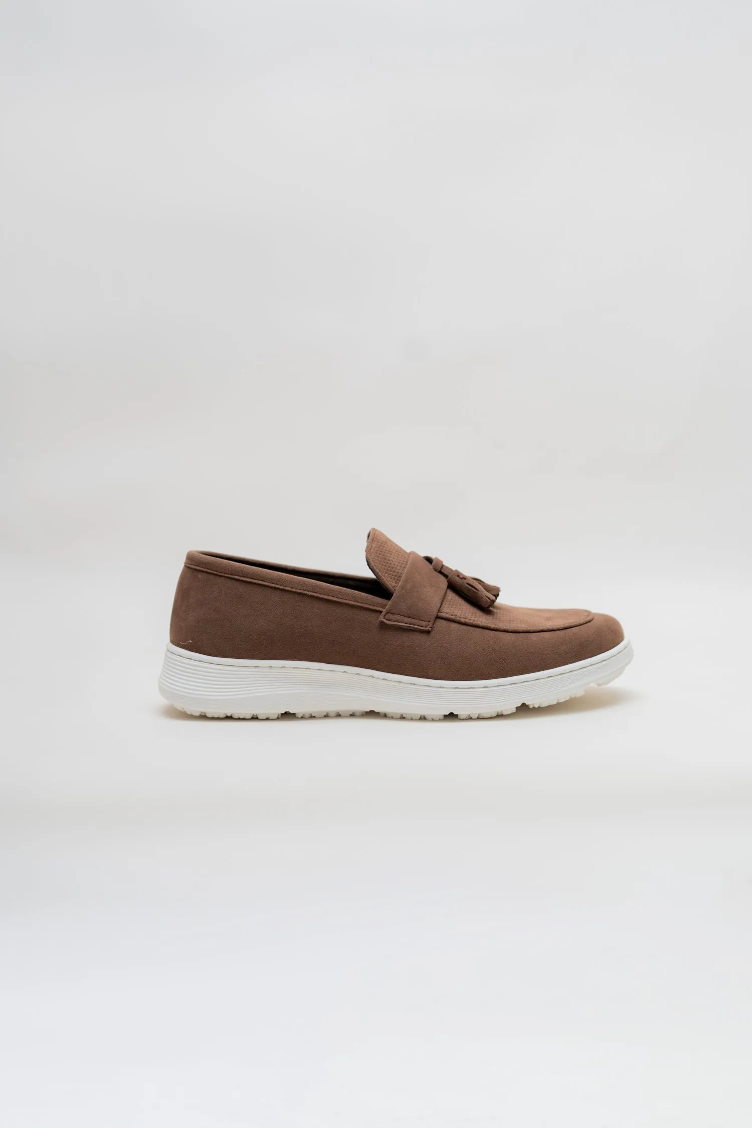 KHAKI SUEDE TASSEL LOAFERS