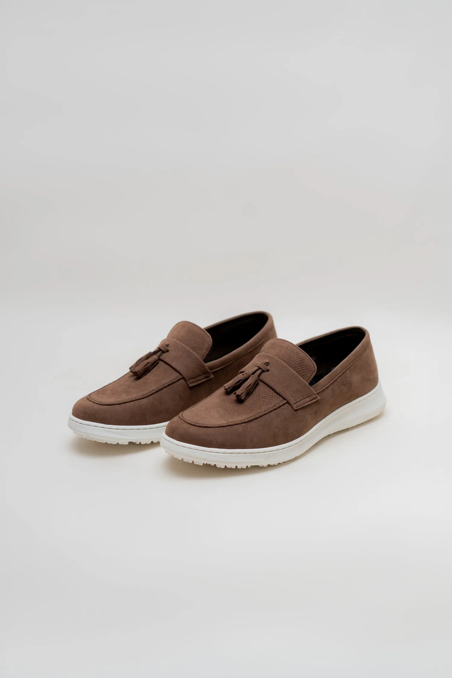 KHAKI SUEDE TASSEL LOAFERS