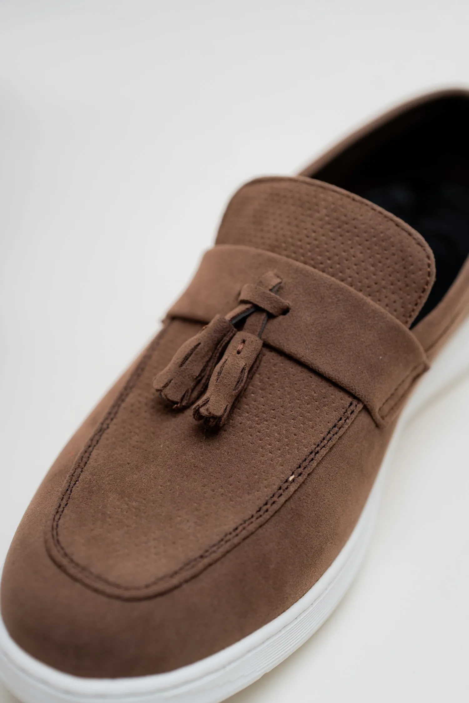 KHAKI SUEDE TASSEL LOAFERS