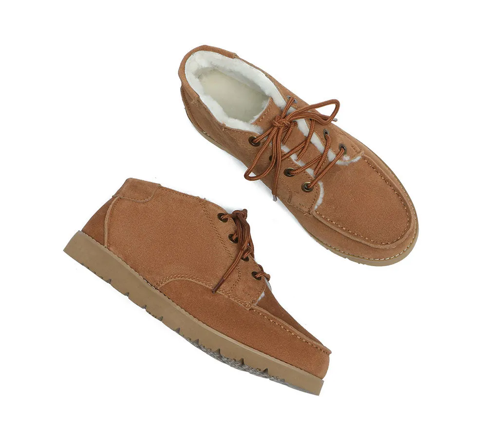 Lace Up Ankle Sheepskin Casual Men Boots Ryan