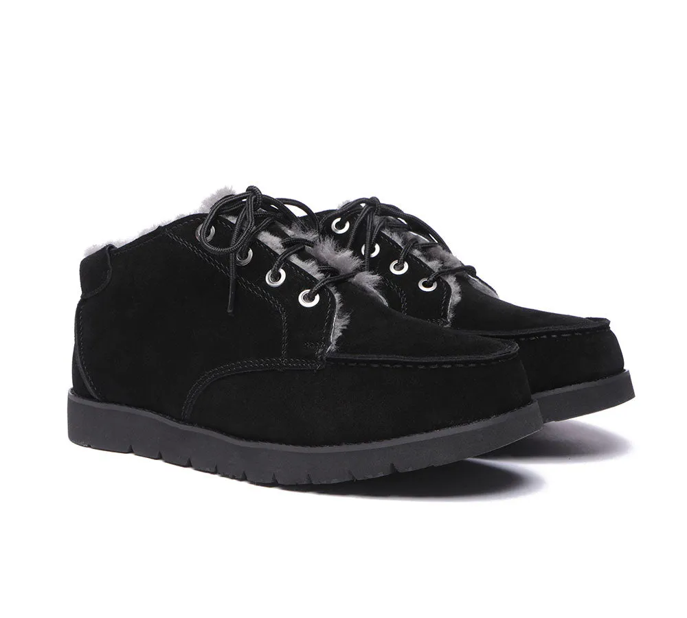 Lace Up Ankle Sheepskin Casual Men Boots Ryan