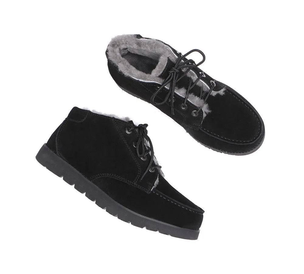 Lace Up Ankle Sheepskin Casual Men Boots Ryan