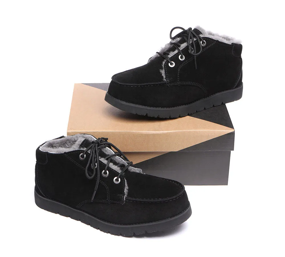 Lace Up Ankle Sheepskin Casual Men Boots Ryan