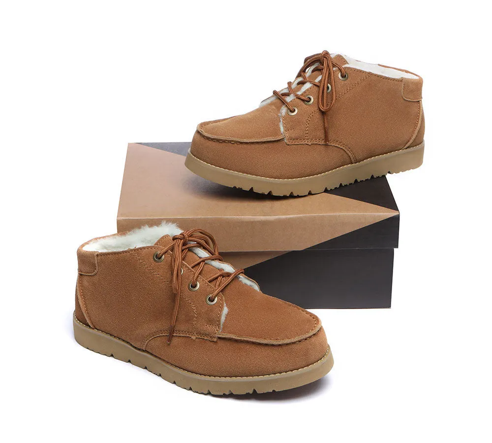 Lace Up Ankle Sheepskin Casual Men Boots Ryan