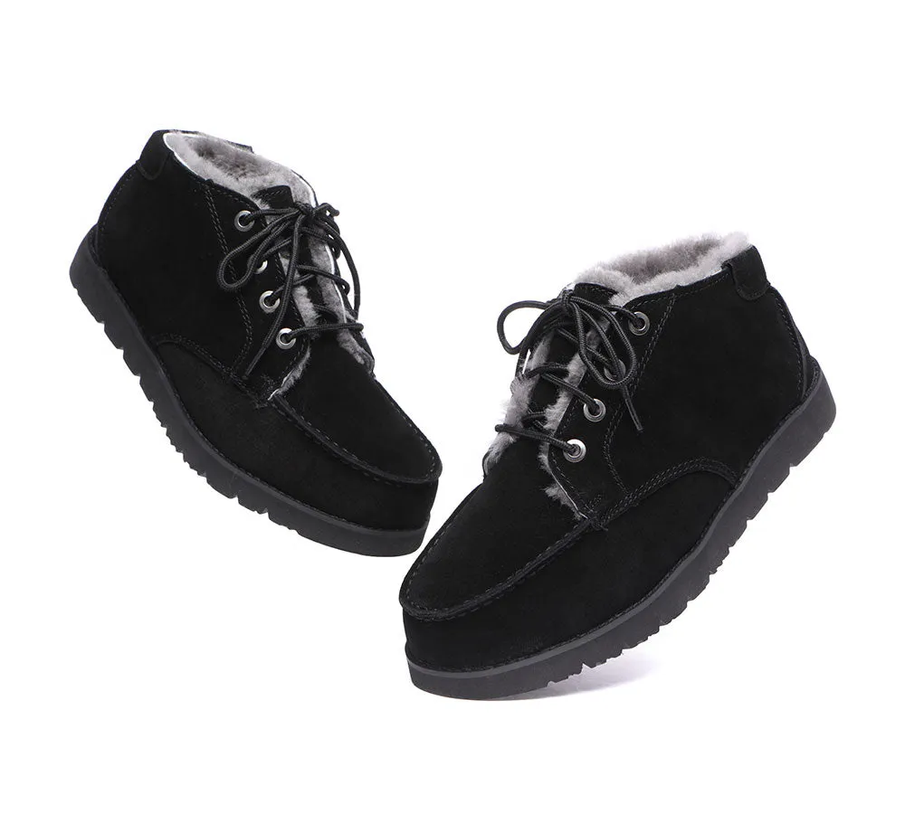 Lace Up Ankle Sheepskin Casual Men Boots Ryan