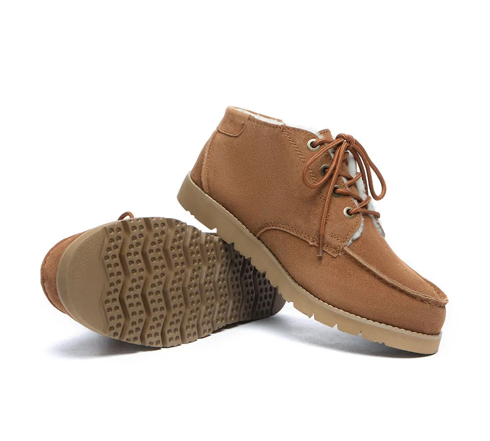 Lace Up Ankle Sheepskin Casual Men Boots Ryan