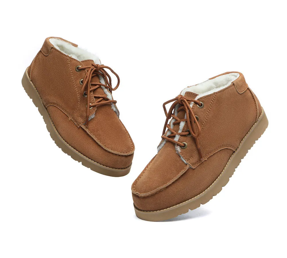 Lace Up Ankle Sheepskin Casual Men Boots Ryan