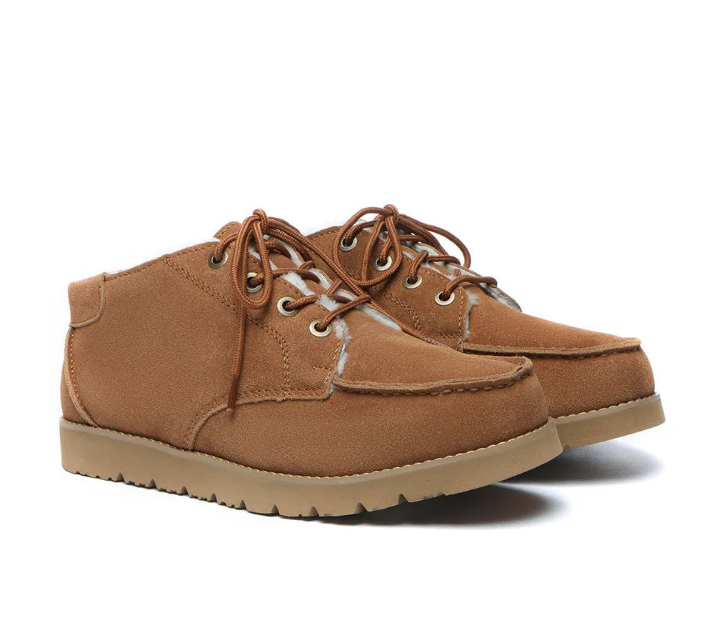 Lace Up Ankle Sheepskin Casual Men Boots Ryan